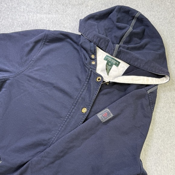 Ralph Lauren Jeans Co RL67 Navy Hooded Jacket 1X Women's Cotton Zip Snap - Picture 1 of 11